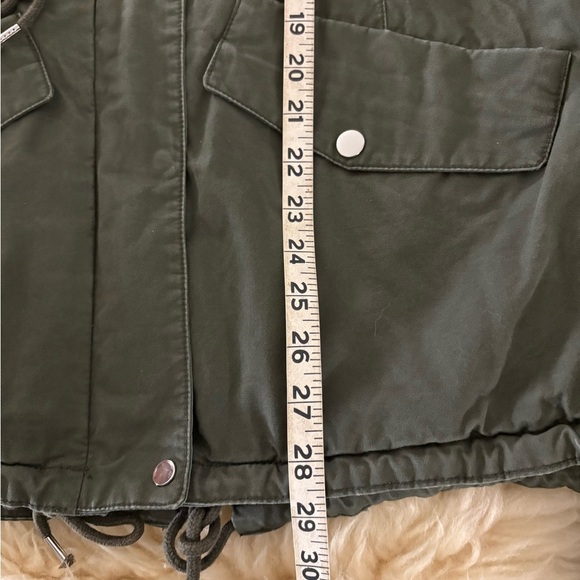 H&M Olive Sherpa Fleece Lined Hooded Utility Jacket - Picture 4 of 7